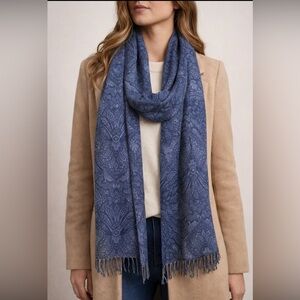 Pendleton 100% Virgin Wool Blue Paisley Fringe Scarf | Classic Unisex